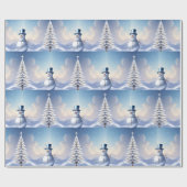 Blaue Mützen-Schneemann-Weihnachtsbaum-Feiertag Geschenkpapier (Flach)
