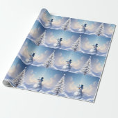 Blaue Mützen-Schneemann-Weihnachtsbaum-Feiertag Geschenkpapier (Ungerollt)