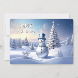 Blaue Mützen-Schneemann-Weihnachtsbaum-Feiertagska Feiertagskarte
