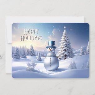 Blaue Mützen-Schneemann-Weihnachtsbaum-Feiertagska Feiertagskarte