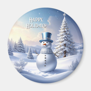 Blaue Mützen-Schneemann-Weihnachtsbaum-Feiertagsma Magnet
