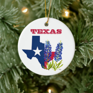 Blaue Mützen Texas State Blumen Lupine Aquarell Keramik Ornament