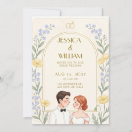 Blaue Myrten-Blumen-Hochzeitseinladung für Paare Einladung