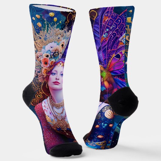 Blaue Mysteriöse Lady Socken (Gewinkelt)