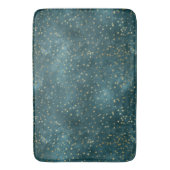 Blaue Nacht - aquamarines Goldsternmuster Badematte (Vorderseite Vertikal)