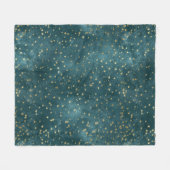 Blaue Nacht - aquamarines Goldsternmuster Fleecedecke (Vorderseite (Horizontal))