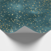 Blaue Nacht - aquamarines Goldsternmuster Geschenkpapier (Ecke)