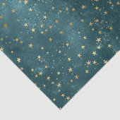 Blaue Nacht - aquamarines Goldsternmuster Seidenpapier (Ausschnitt)