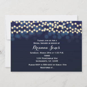 Blaue Nacht-Himmels-Lichterkette Hochzeitseinladun Einladung