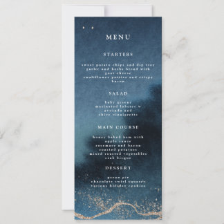 Blaue Nacht Landschaft Hochzeitsmenü Einladung