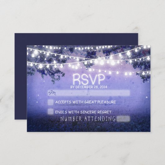 Blaue Nacht & Laternen rustikale Hochzeit RSVP (Vorne/Hinten)