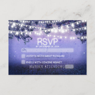 Blaue Nacht & Laternen rustikale Hochzeit RSVP Karte