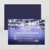 Blaue Nacht & Laternen rustikale Hochzeit RSVP Karte (Vorne/Hinten)