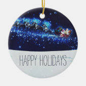 Blaue Nacht mit dem Weihnachtsmann, Rentier und Sc Keramik Ornament (Vorne)