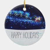 Blaue Nacht mit dem Weihnachtsmann, Rentier und Sc Keramik Ornament (Hinten)