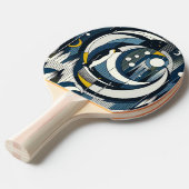 Blaue Nacht mit Mond und Pinguin Tischtennis Schläger (Vorderseite)