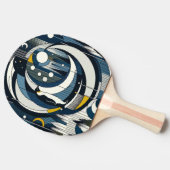 Blaue Nacht mit Mond und Pinguin Tischtennis Schläger (Seitenansicht)