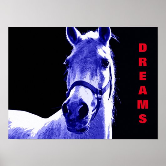 Blaue Nacht Reiten Traumstrecke Motivierend Kunstw Poster (Vorne)