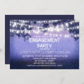 Blaue Nacht- und Gartenleuchten-Party Einladung (Vorne/Hinten)