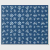 Blaue Nacht und weiße Schneeflocken Geschenkpapier (Flach)