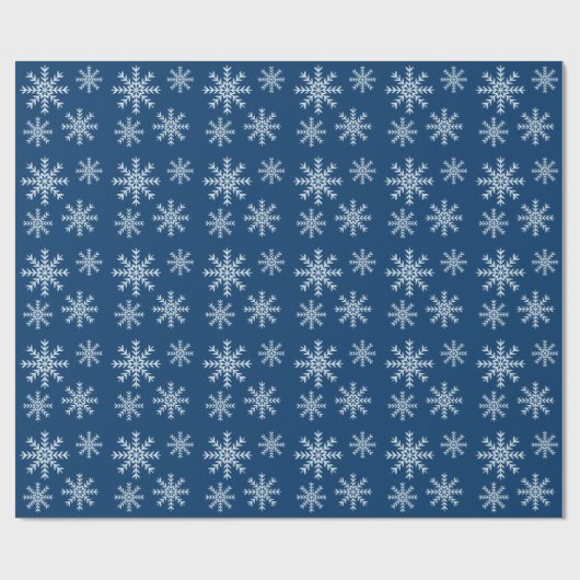 Blaue Nacht und weiße Schneeflocken Geschenkpapier (Flach)