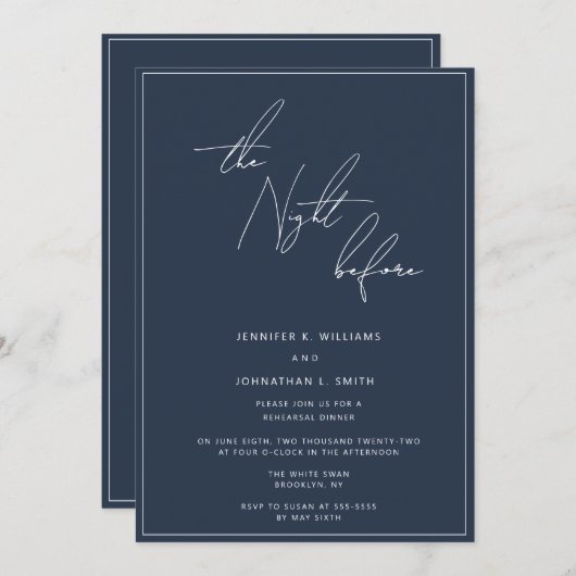 Blaue Nacht vor dem Probe Einladung (Vorne/Hinten)