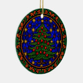 Blaue Nacht-Weihnachtsbaum aus Buntglas Keramik Ornament (Rechts)