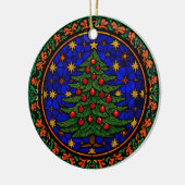 Blaue Nacht-Weihnachtsbaum aus Buntglas Keramik Ornament (Links)