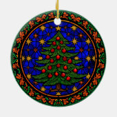 Blaue Nacht-Weihnachtsbaum aus Buntglas Keramik Ornament (Hinten)