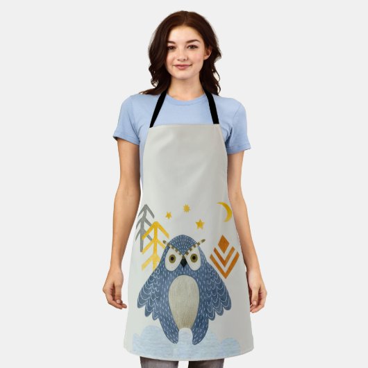 Blaue Nachteule im Wald Schürze (Getragen)
