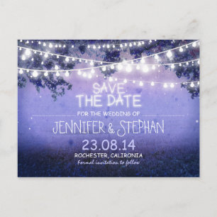 blaue Nachtlichter romantische Save-the-Date-Einla Ankündigungspostkarte