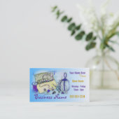 Blaue nähende Ausrüstungs-Visitenkarte Visitenkarte (Stehend Vorderseite)