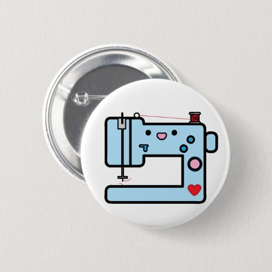 blaue Nähmaschine Button (Vorne & Hinten)