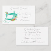 Blaue Nähmaschine mit Blume zum Nähen Visitenkarte (Vorne/Hinten)