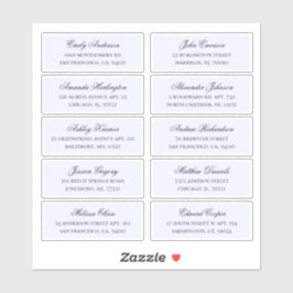 Blaue Namen der Gäste. Versandaufkleber für Hochze Aufkleber