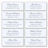 Blaue Namen der Gäste. Versandaufkleber für Hochze Aufkleber (Vorderseite)