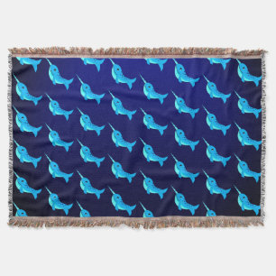 Blaue Narwalmuster auf Navy Blue Cartoon Decke