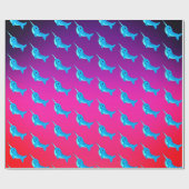 Blaue Narwalmuster auf Navy Blue Cartoon Geschenkpapier (Flach)