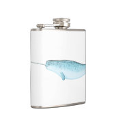 Blaue Narwhal Illustration Flachmann (Rechts)
