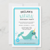 Blaue Narwhal unter dem Arktischen Ozean Geburtsta Einladung (Vorderseite)