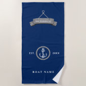 Blaue Nautiknacht Strandtuch (Vorderseite)