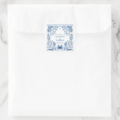 Blaue Nautilusschale Ozean Strand Hochzeit Quadratischer Aufkleber (Tasche)