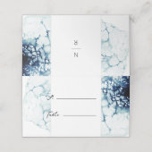 Blaue nautische Hochzeit in Urlaubsort geklappt Platzkarte (Außenseite Aufgefaltet)