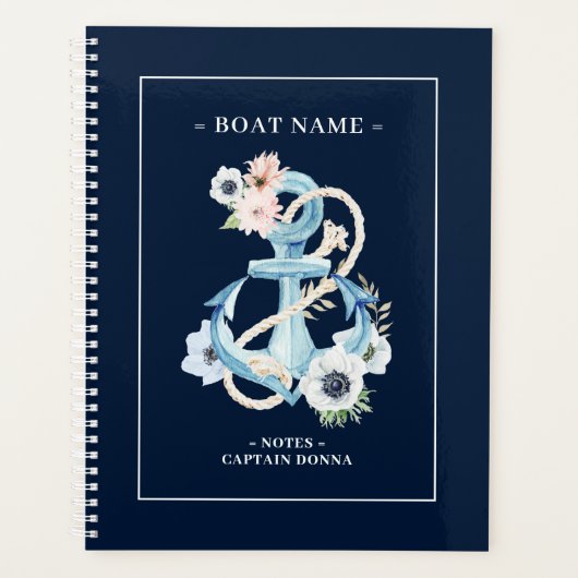 Blaue nautische Schiffsanker-Blume Planer (Vorderseite)