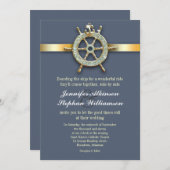 blaue nautischeinladungen der goldenen Hochzeit Einladung (Vorne/Hinten)