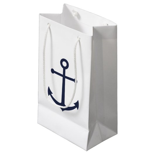 Blaue Navy-Anker Kleine Geschenktüte (Vorderseite Schrägansicht)