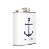 Blaue Navy-Anker mit Individuelle Name Flachmann (Rechts)