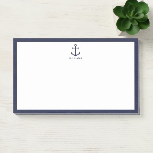 Blaue Navy-Anker mit Individuelle Name Post-it Klebezettel (Büro)