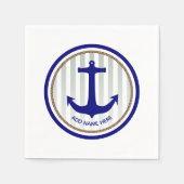 Blaue Navy-Anker mit Schiffsname Serviette (Vorderseite)