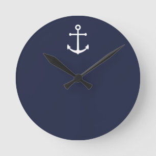 Blaue Navy-Anker Runde Wanduhr
